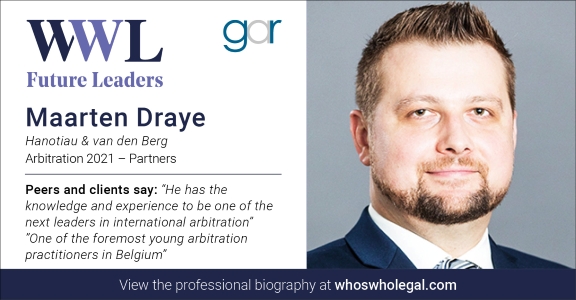 Who's Who Legal recognition badge for Maarten Draye, 2021 edition
