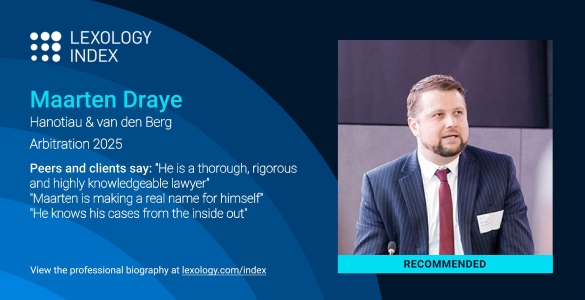 Lexology Arbitration recognition badge for Maarten Draye, 2025 edition