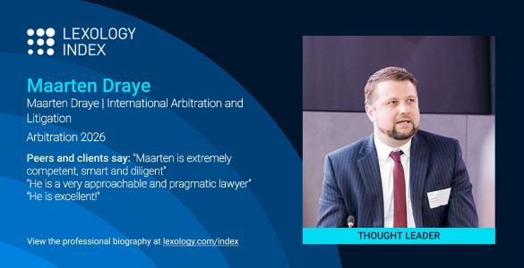 Lexology Arbitration recognition badge for Maarten Draye, 2026 Lexology Arbitration recognition badge for Maarten Draye, 2026